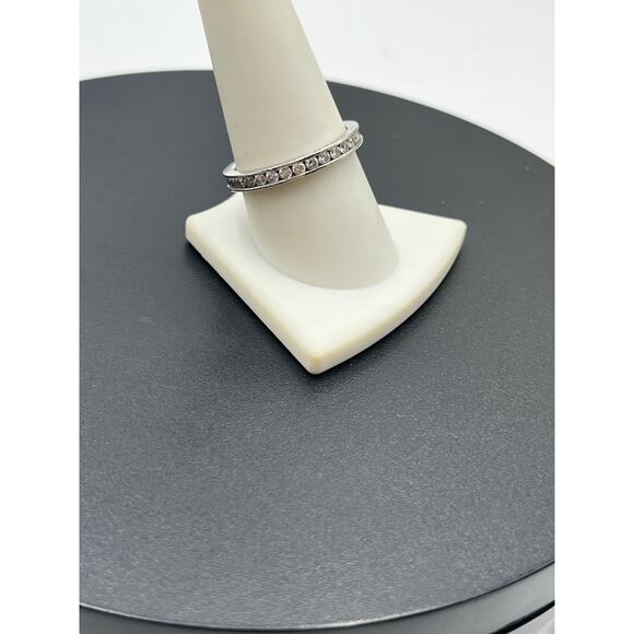 SW Signed Sterling Silver CZ Full Eternity Band Ring Sz 9.5 - Picture 3 of 12